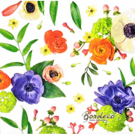 Serwetka decoupage firmy STEWO bukiety z anemonami 33x33cm